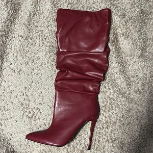 Deep Red Shoedazzle Heeled Boots